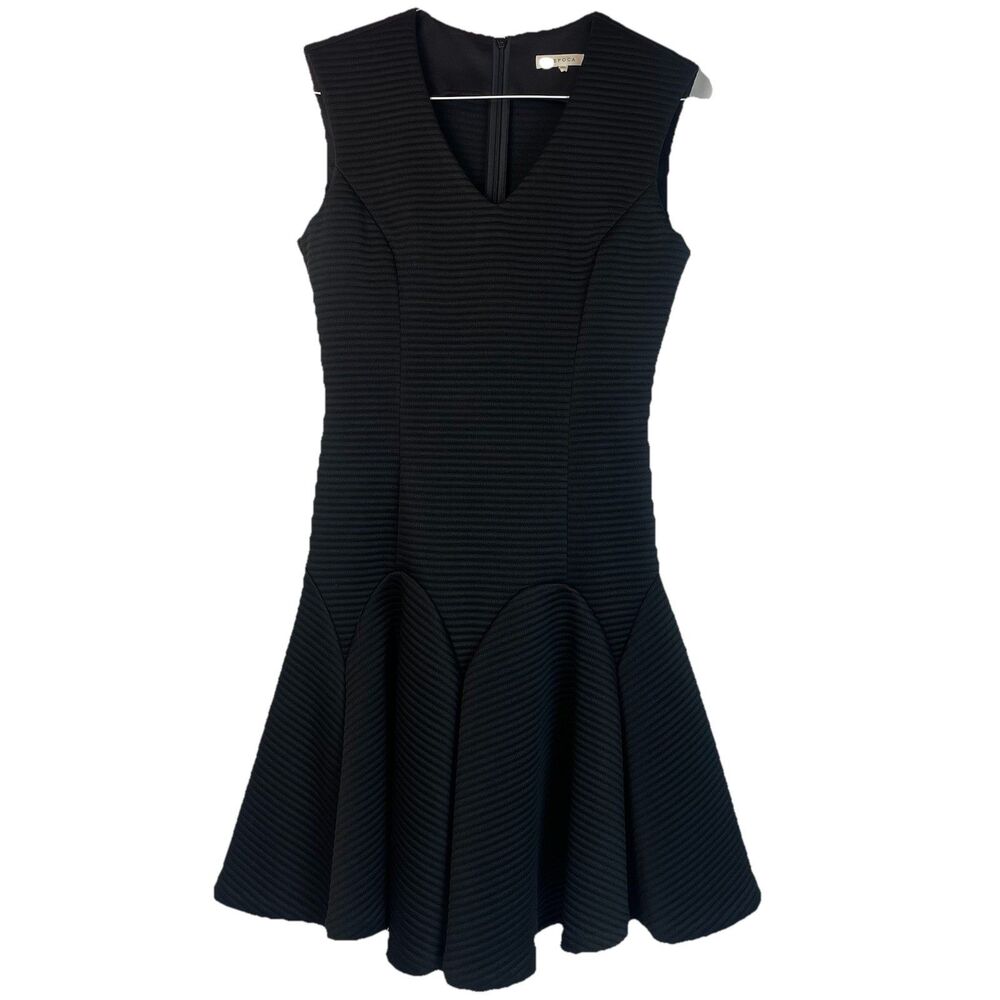 EPOCA Women’s Black V-Neck Sleeveless Mini Twirl Dress- 40